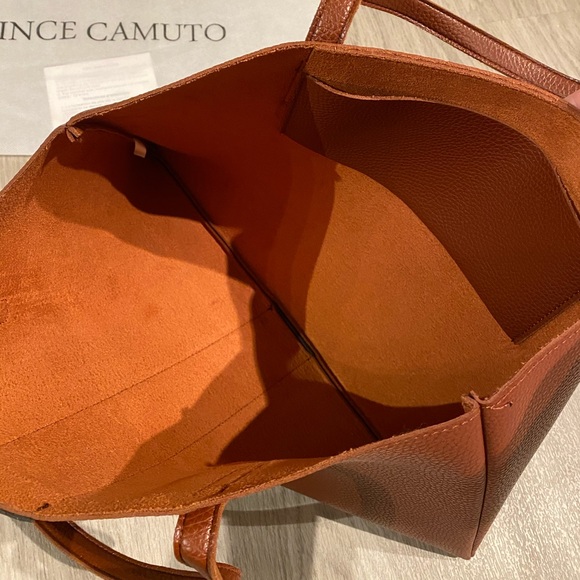 New Vince Camuto cognac vegan leather Luck tote - Picture 5 of 5